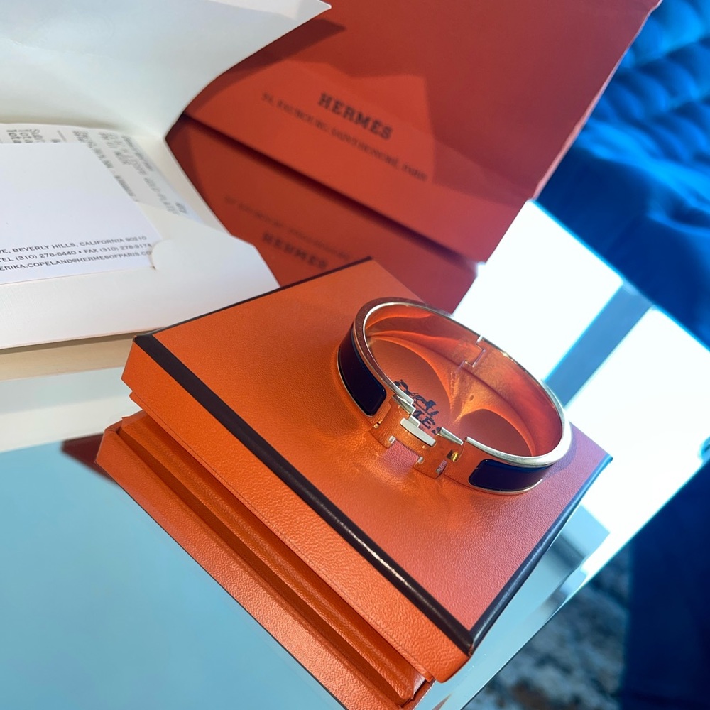 Hermes black & gold bracelet